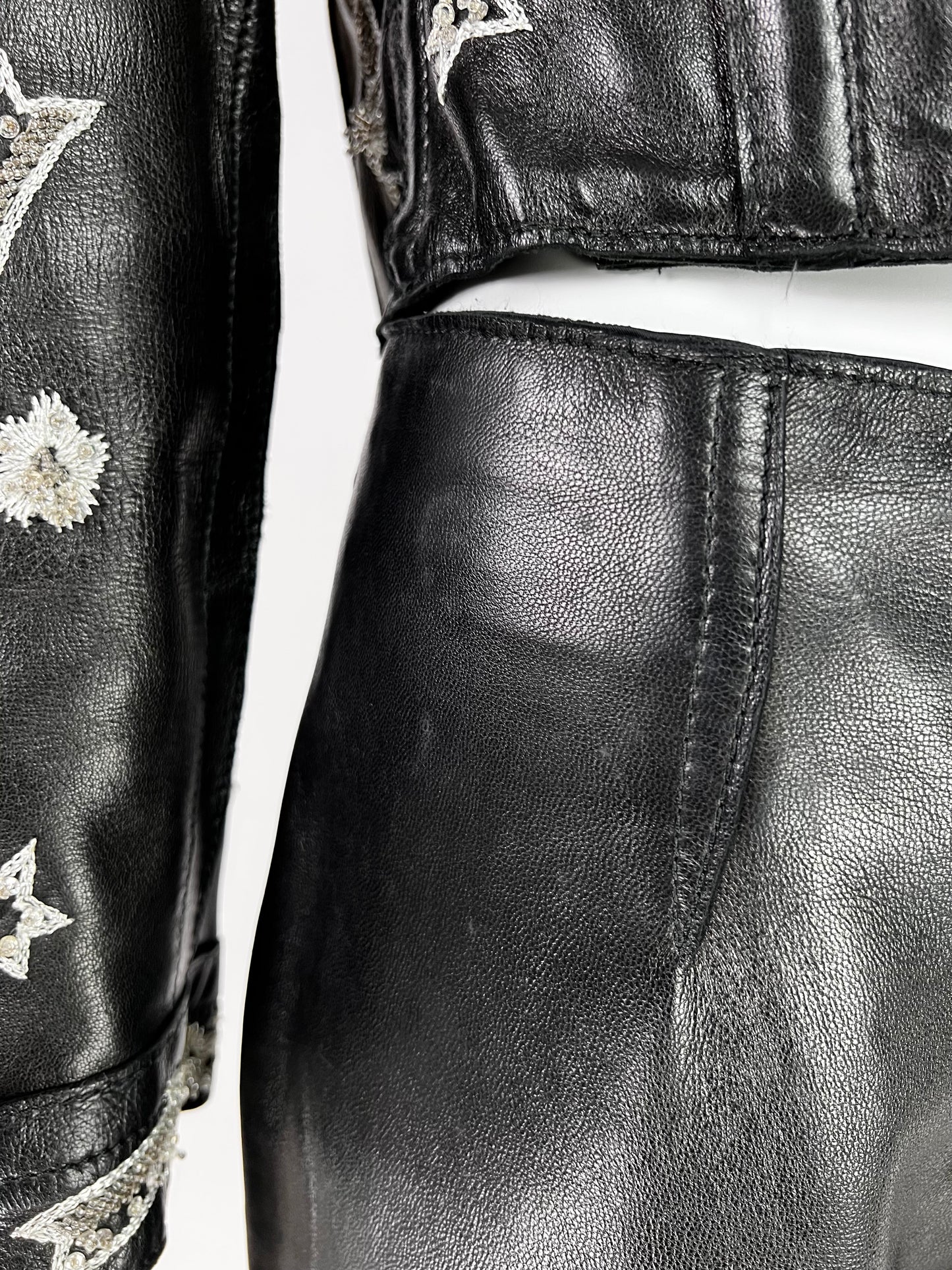 Dolce & Gabbana Spring 2000 Embroidered Leather Capri Pants