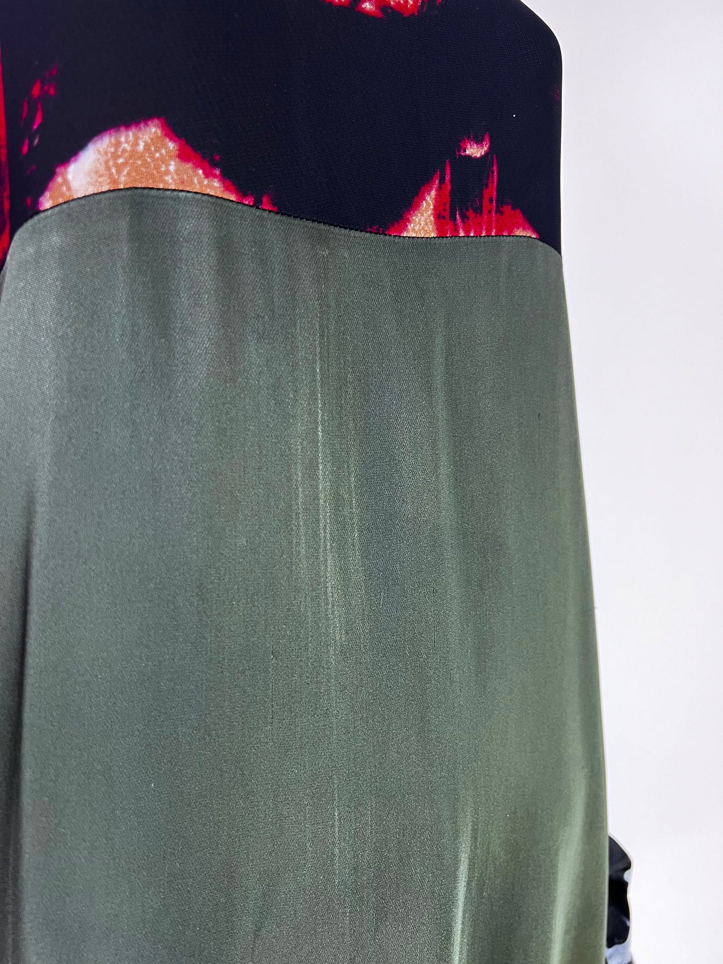 Jean-Paul Gaultier Fall 1997 Silk Tube Dress with Face Print Velvet Panels