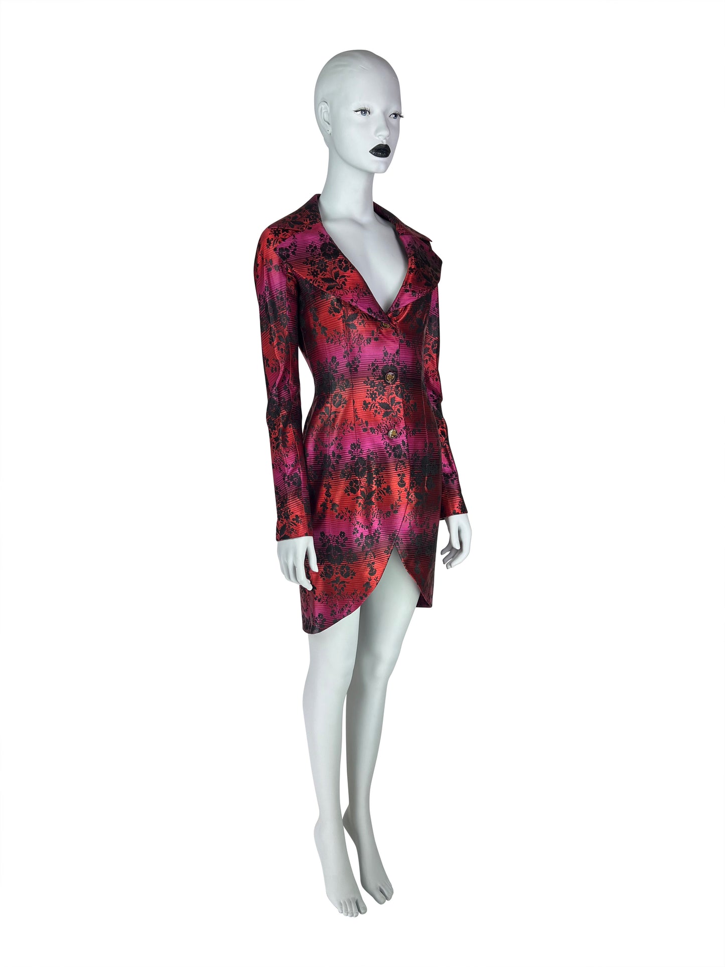 John Galliano Spring 1998 Gradient Jacquard Tulip-Hem Blazer