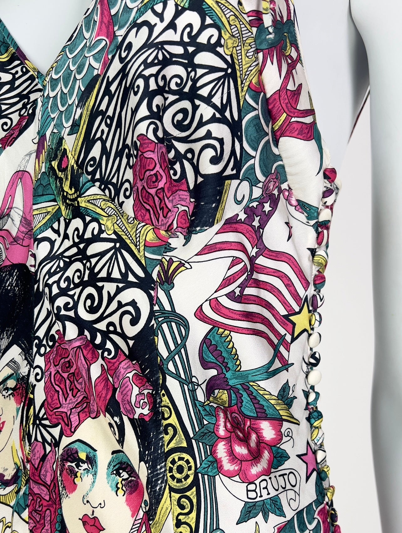 Dior by John Galliano Spring 2004 Gitane Print Bias-Cut Slip Dress