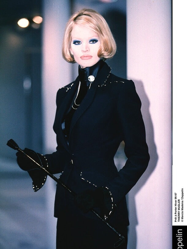 Thierry Mugler Fall 1996 Runway Blazer with Signature Metal Stitching Detail