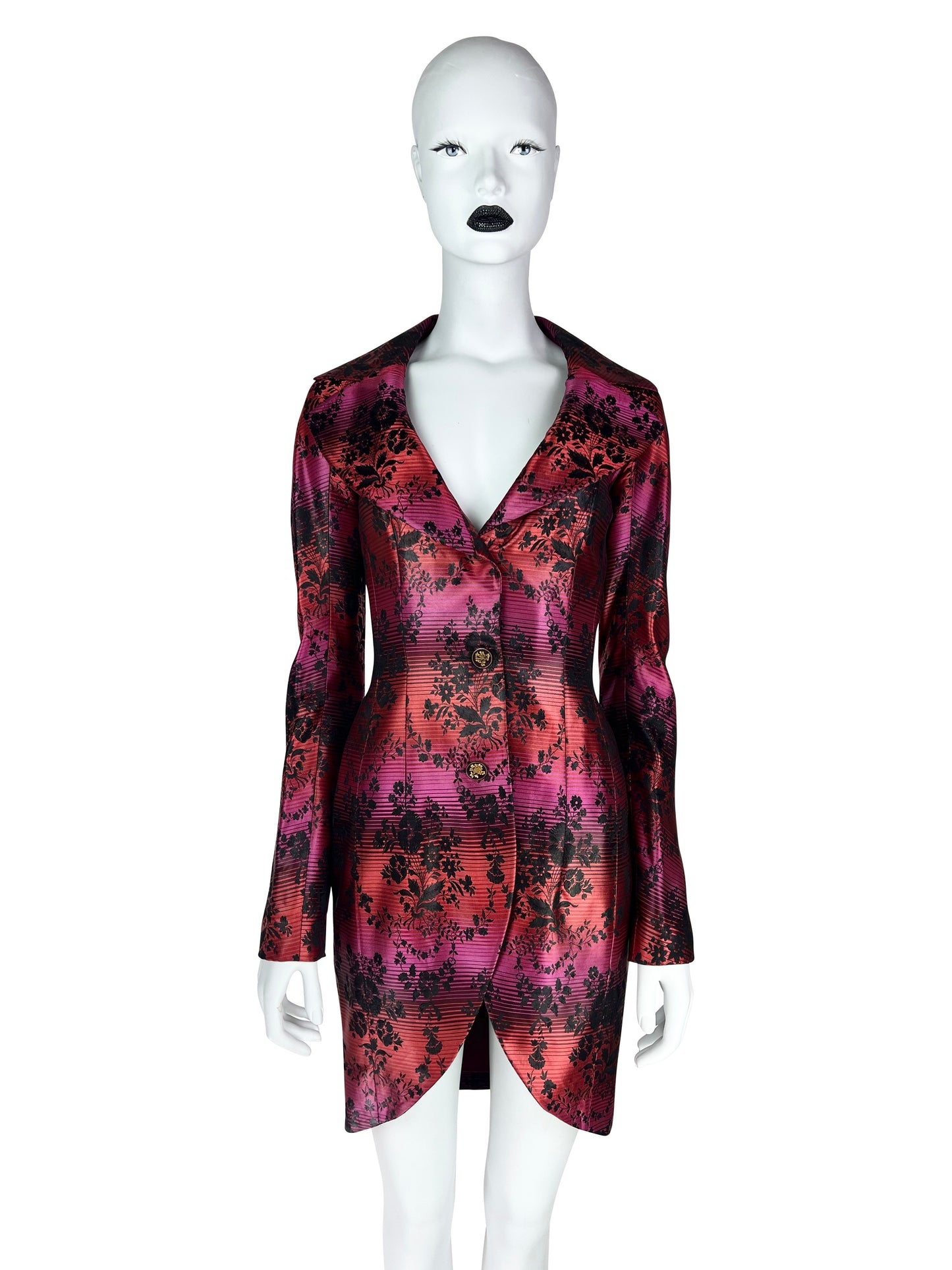 John Galliano Spring 1998 Gradient Jacquard Tulip-Hem Blazer
