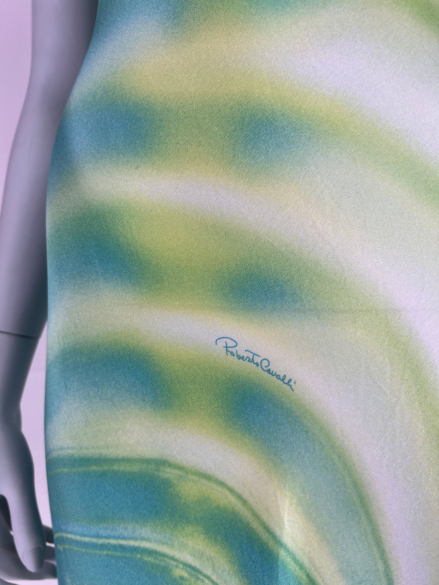 Roberto Cavalli Spring 2001 Pool Print Silk Bias-Cut Maxi Dress