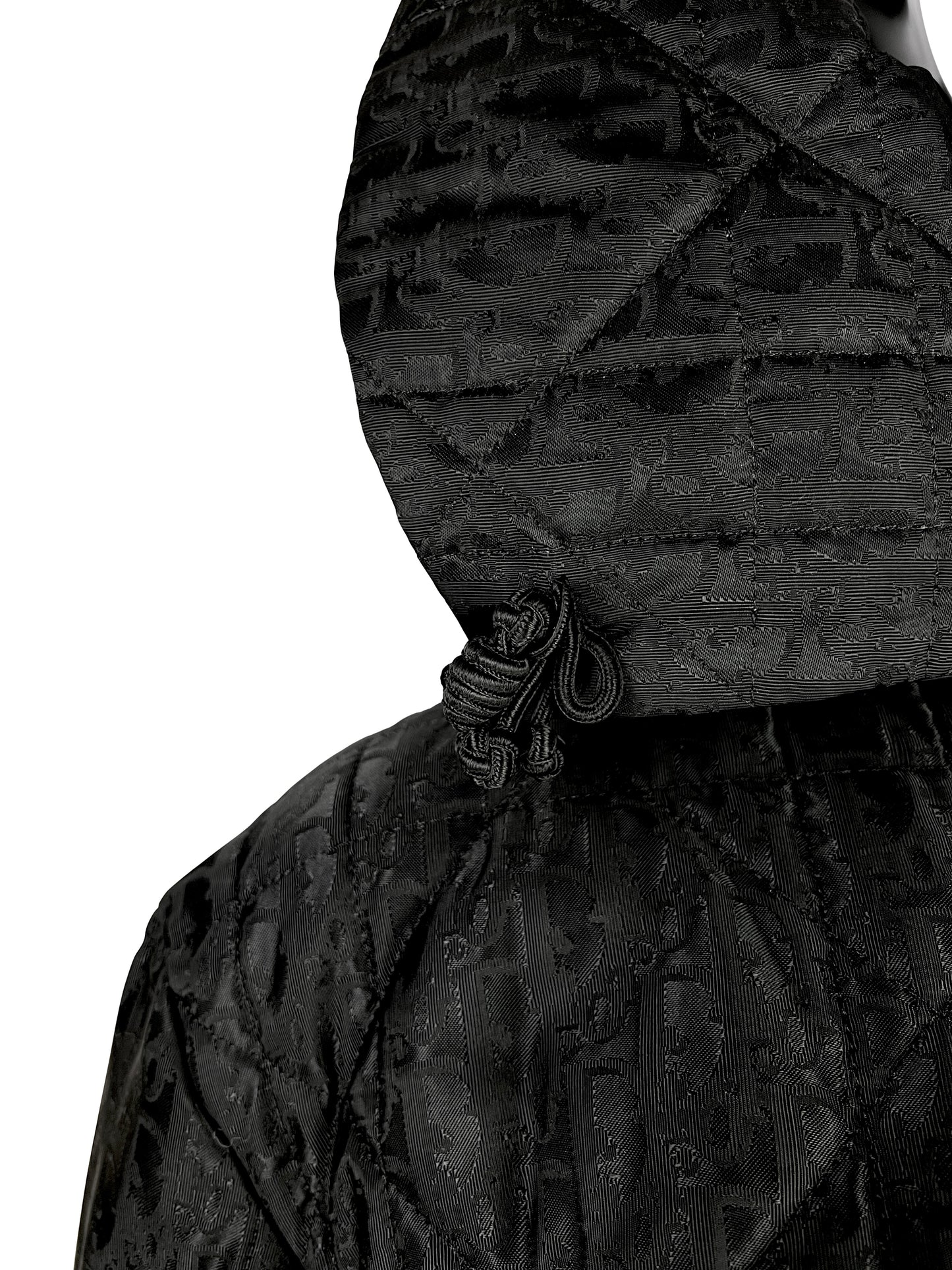 Dior by John Galliano Fall 1998 Black Peplum Monogram Jacket and Jacquard Evening Skirt Runway Ensemble