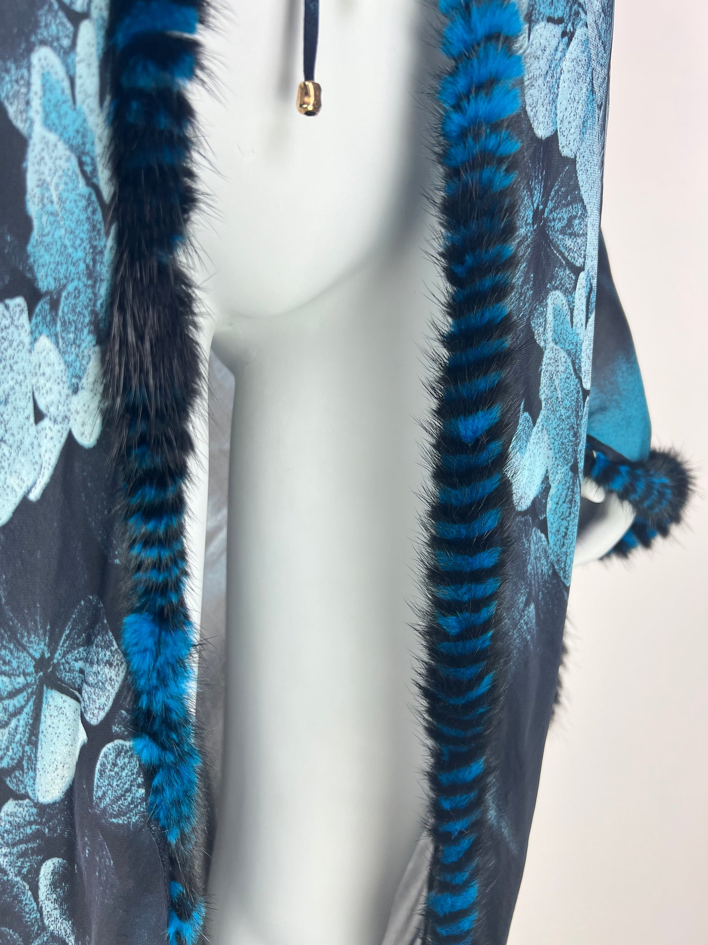Roberto Cavalli Fall 2000 Sheer Silk Coat with Fox Fur Trim