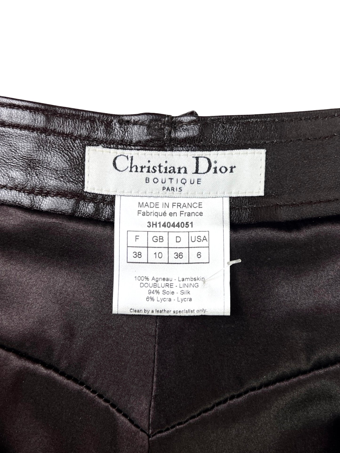 Dior Fall 2003 Leather Lace-Up Pants in Dark Chocolate