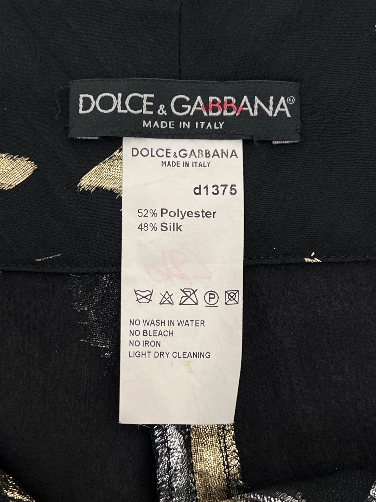 Dolce & Gabbana Fall 2000 Lamé Brocade Black Chiffon Silk Pleated Evening Trousers