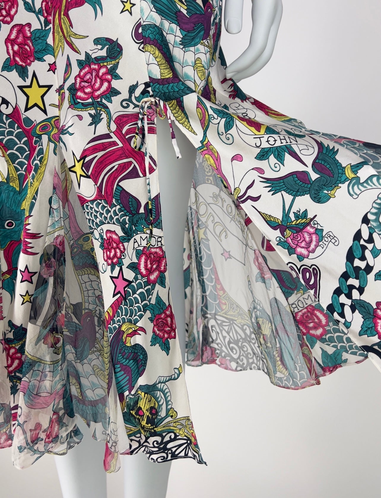 Dior by John Galliano Spring 2004 Gitane Print Bias-Cut Slip Dress