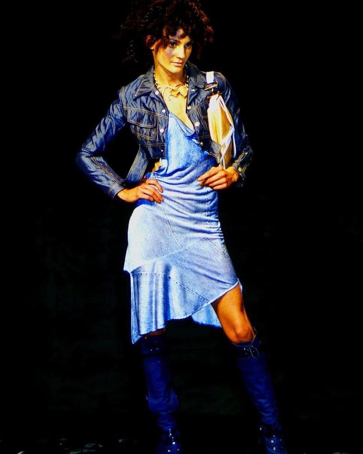 Dior Spring 2000 RTW Denim Trompe L’œil Silk Mini Dress