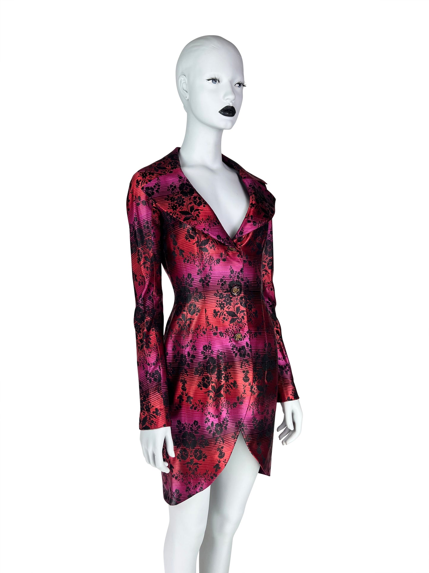 John Galliano Spring 1998 Gradient Jacquard Tulip-Hem Blazer