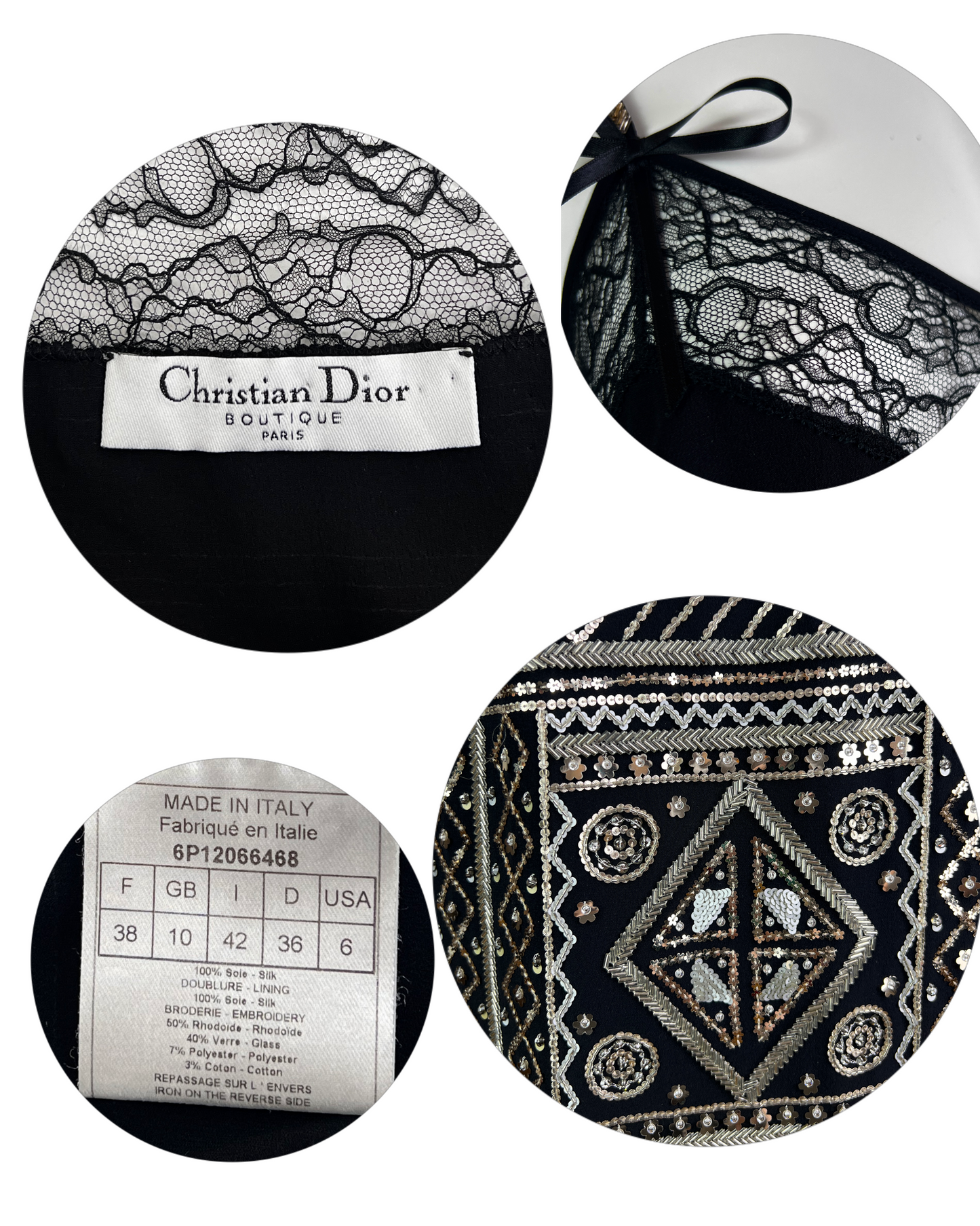 Dior by John Galliano Spring 2006 Embellished and Beaded Silk Cami Dress with Lace trim