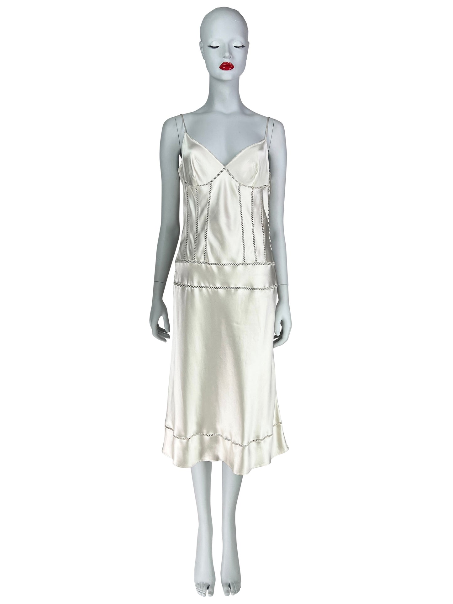 ON HOLD! Dior by John Galliano Spring 2004 Bias-Cut Off-White Silk Satin Dress