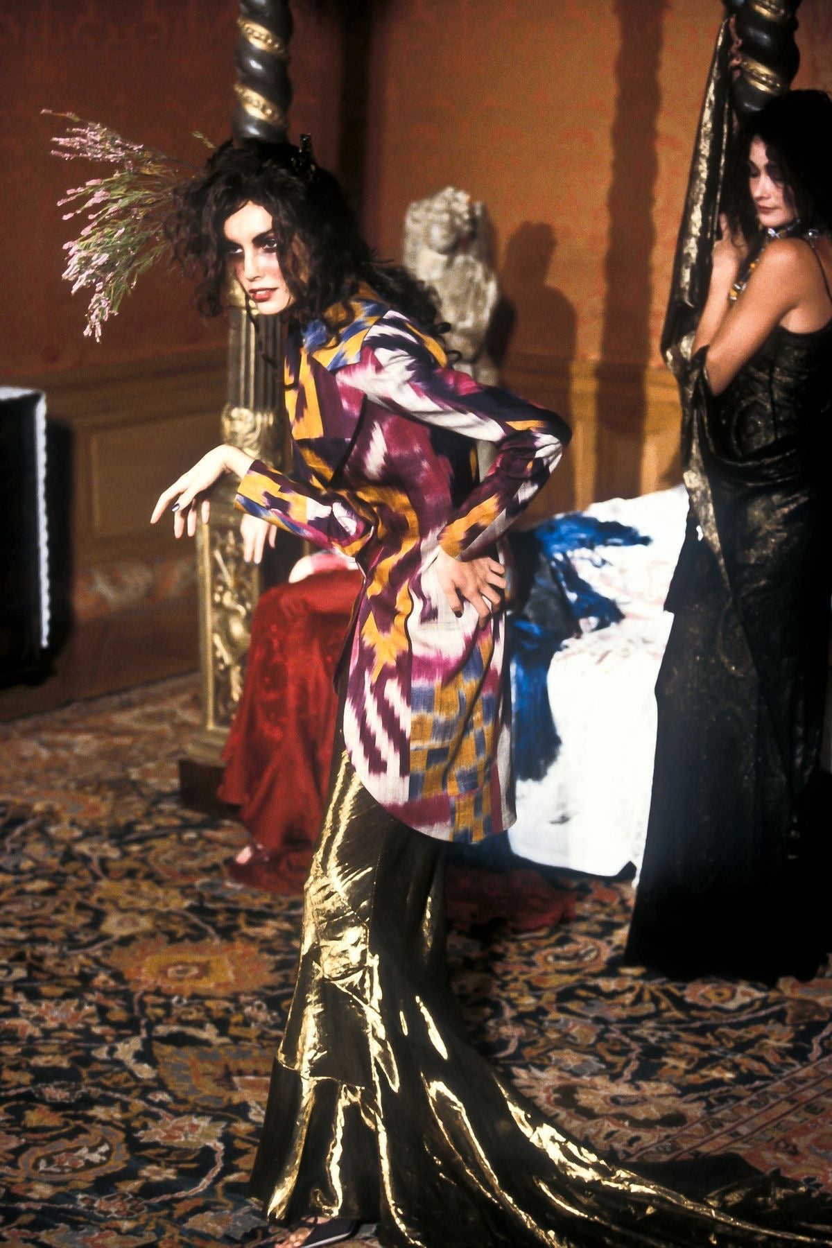 John Galliano Spring 1998 Gradient Jacquard Tulip-Hem Blazer