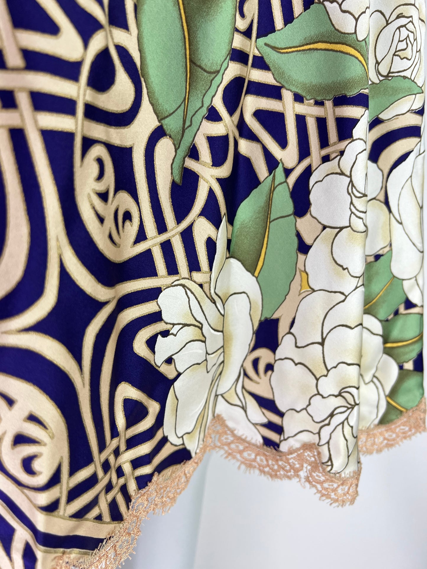 Roberto Cavalli Fall 2006 Blue Beige Silk Slip Dress