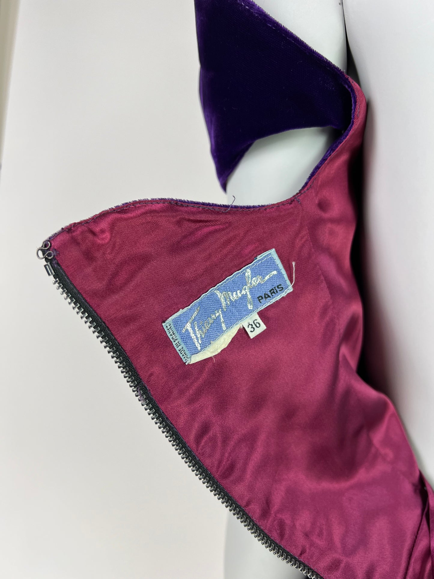 Thierry Mugler Circa 1980 Ultra-Rare Demi-Couture Velvet & Chiffon Purple Gown