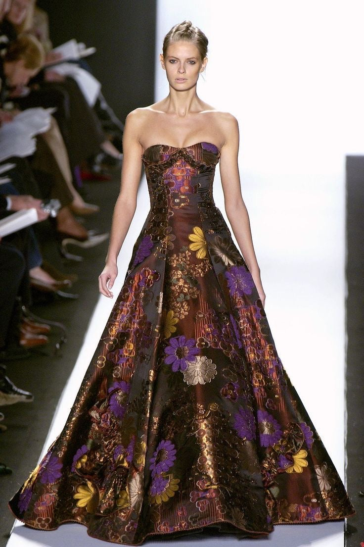 Oscar de la Renta Fall 2005 Floral Jacquard Strapless Ballgown