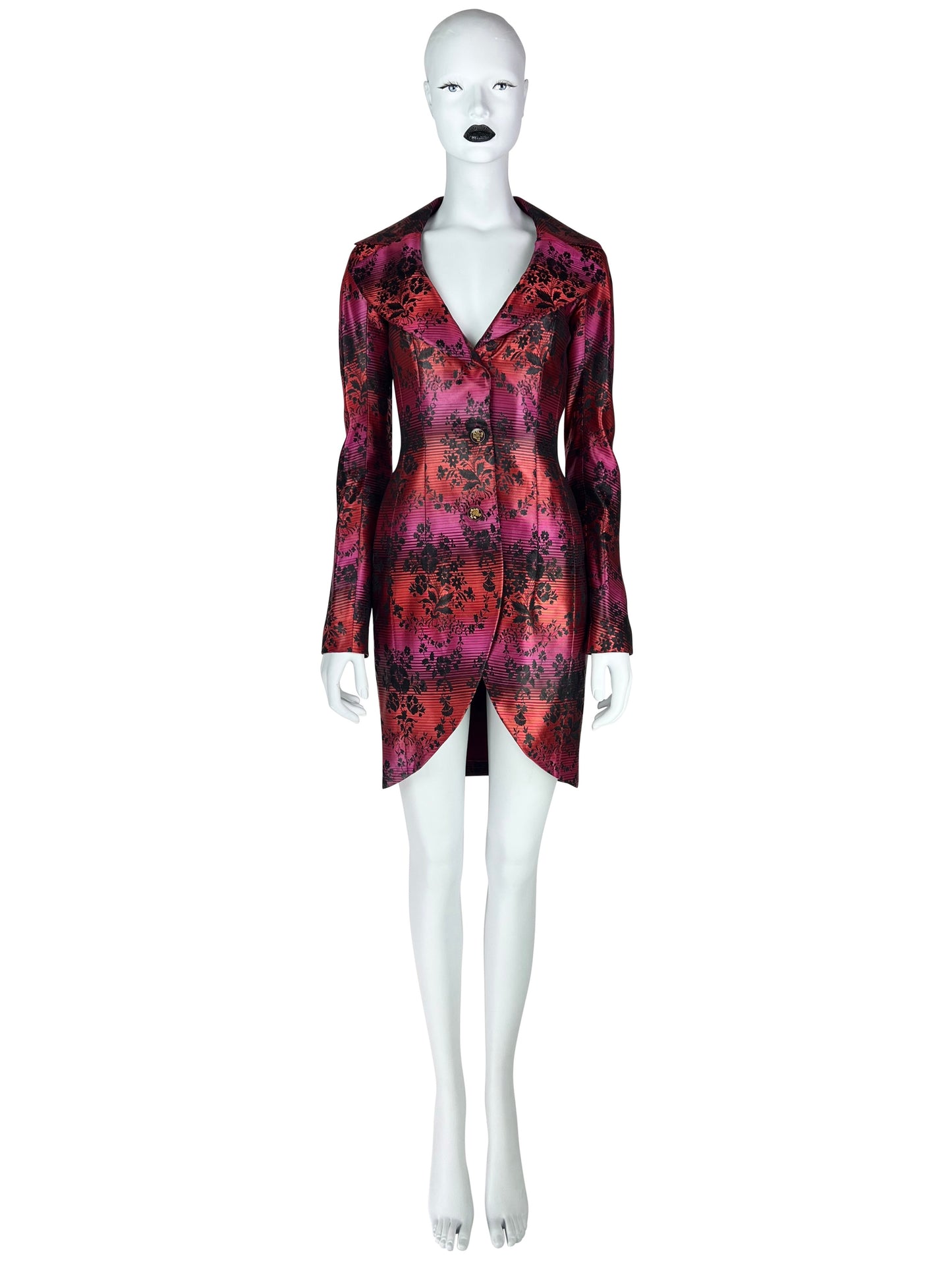 John Galliano Spring 1998 Gradient Jacquard Tulip-Hem Blazer