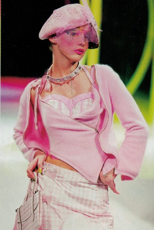 John Galliano Spring 2000 Deconstructing Angora Zipper Twin Set