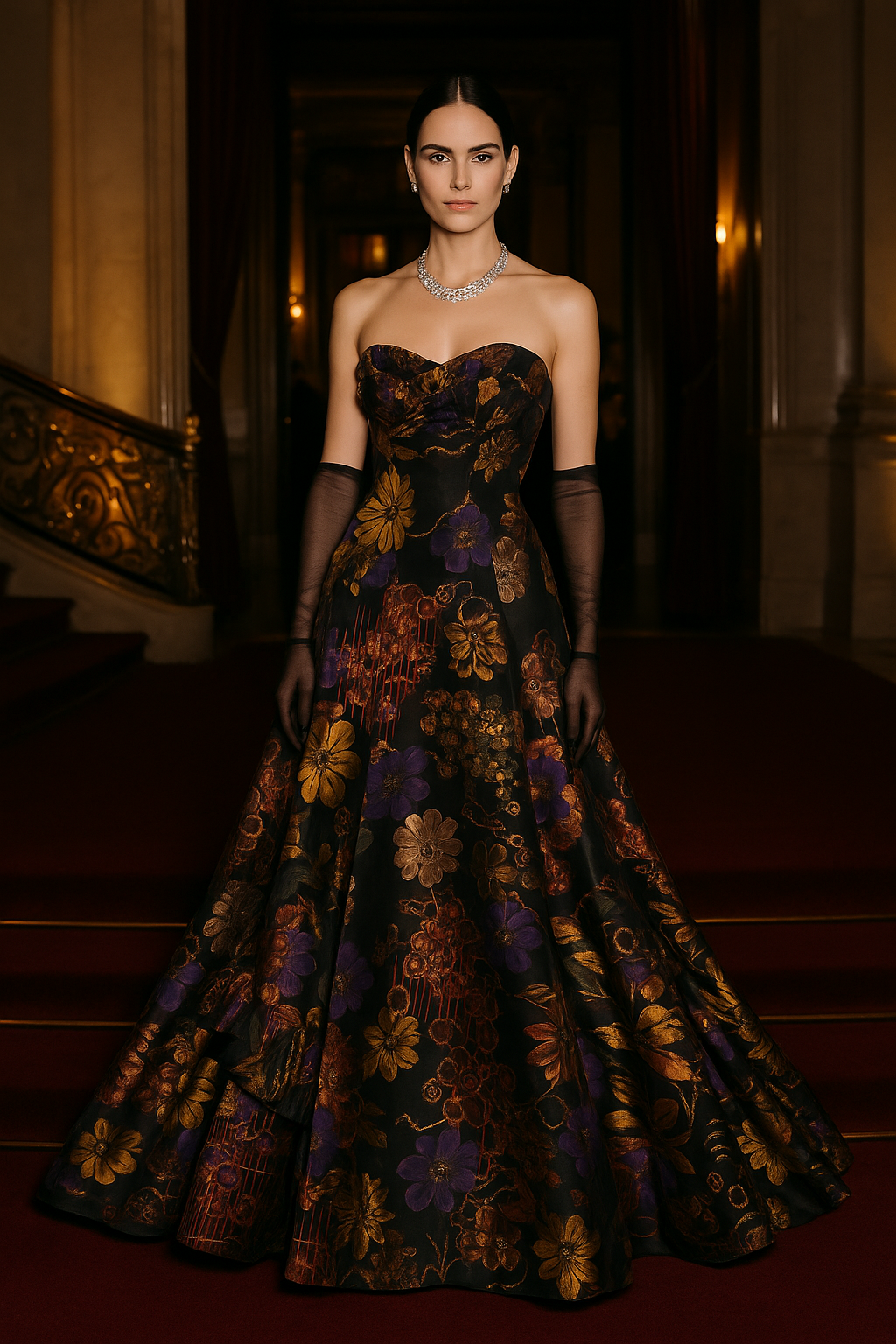 Oscar de la Renta Fall 2005 Floral Jacquard Strapless Ballgown