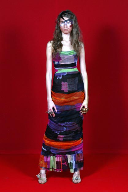 Christian Lacroix Spring 2003 Mesh Ruched Dress
