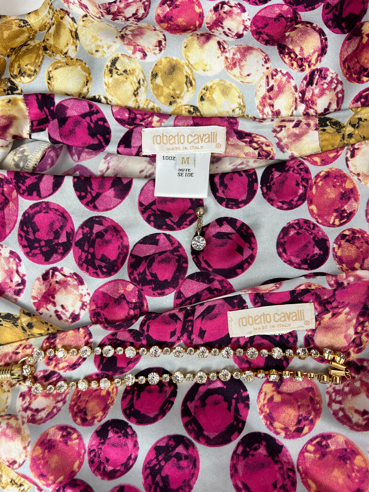 Roberto Cavalli Spring 2000 Gemstone Print Silk Set