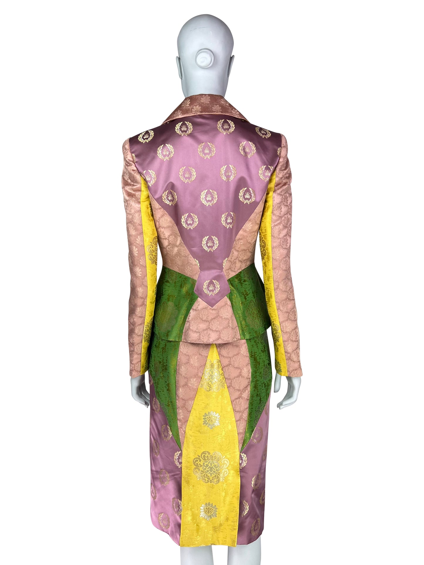 Versace Fall 2002 By Donatella Versace Patchwork Jacquard Skirt Suit