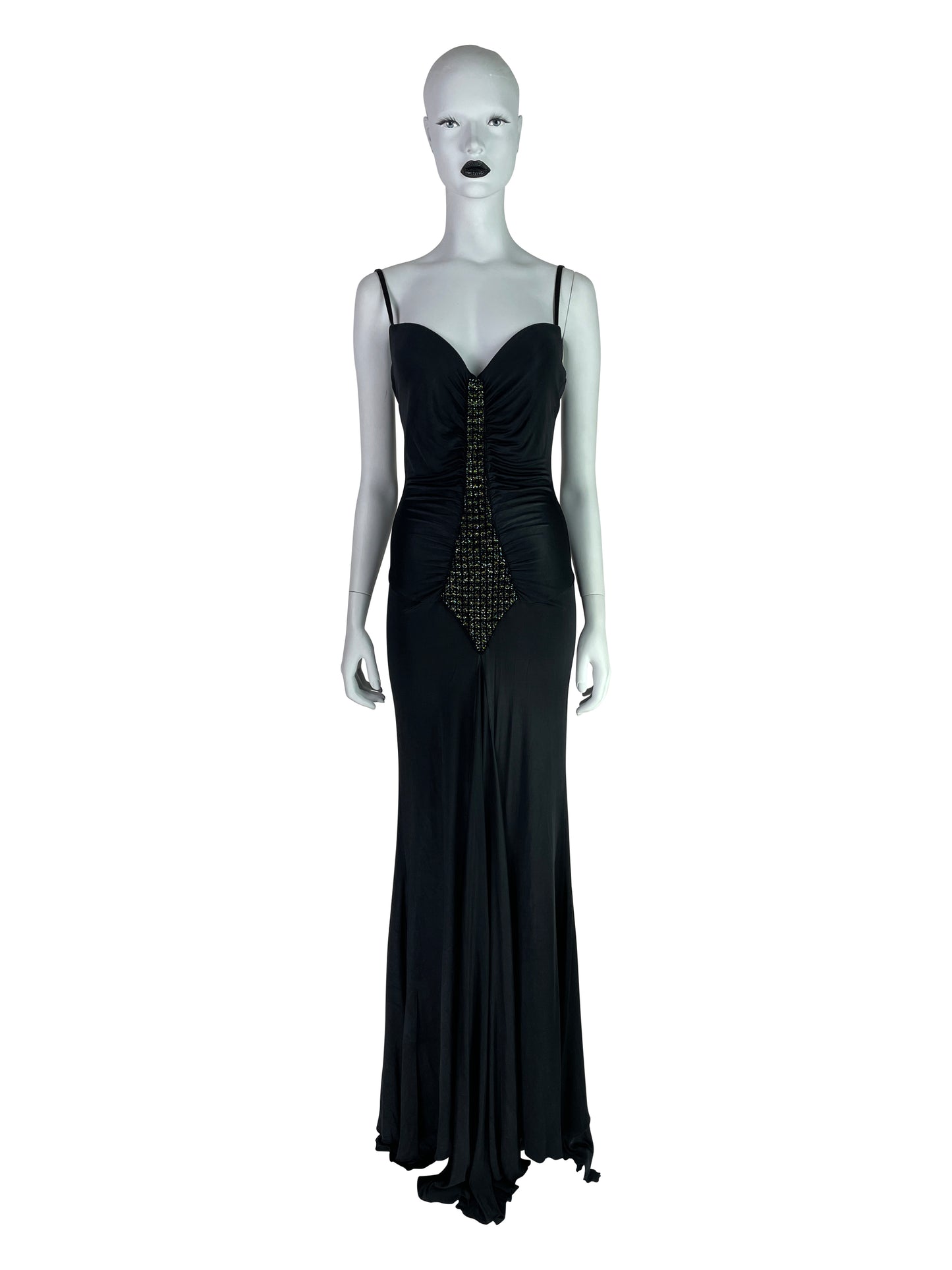 Roberto Cavalli Fall 2005 Draped Jersey Gown with Swarovski Crystal Panel