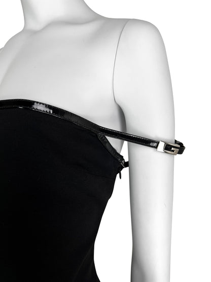 Gucci Fall 1997 G-logo Strap Evening Black Dress