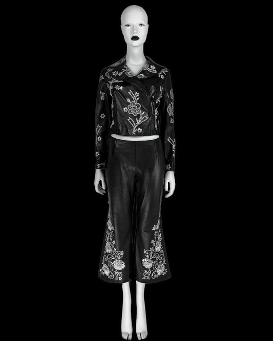 Dolce & Gabbana Spring 2000 Embroidered Leather Capri Pants