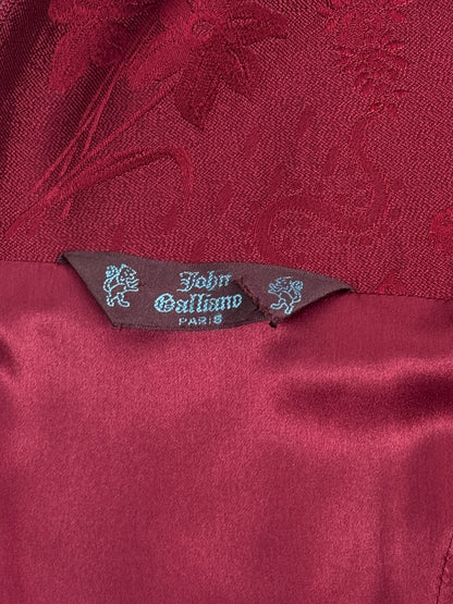 John Galliano Spring 1998 Wine Red Sweetheart Midi Dress