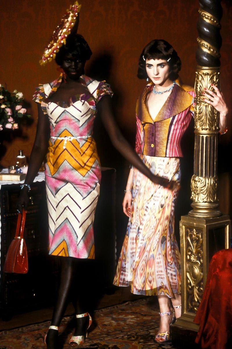 John Galliano Spring 1998 Wine Red Sweetheart Midi Dress