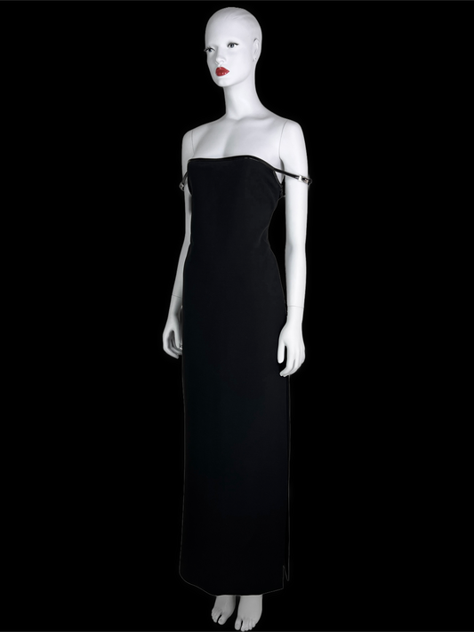 Gucci Fall 1997 G-logo Strap Evening Black Dress