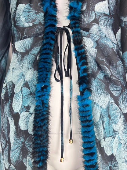 Roberto Cavalli Fall 2000 Sheer Silk Coat with Fox Fur Trim