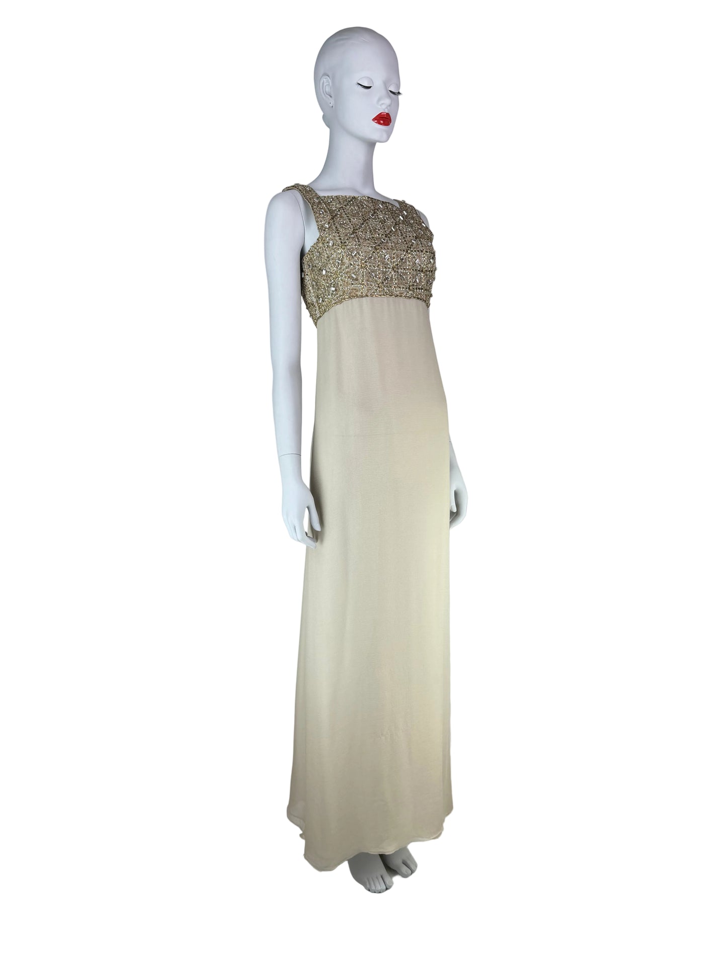 Oscar de la Renta Spring 1996 Runway Silk Chiffon Embellished Column Gown