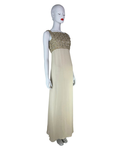 Oscar de la Renta Spring 1996 Runway Silk Chiffon Embellished Column Gown