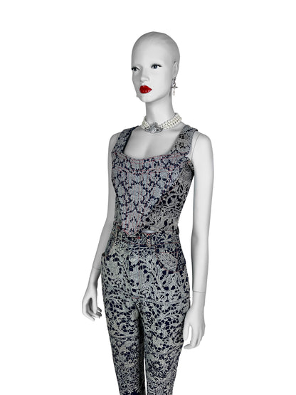 Vivienne Westwood Fall 1992 “Always on Camera” Printed Lace Screen Denim Set
