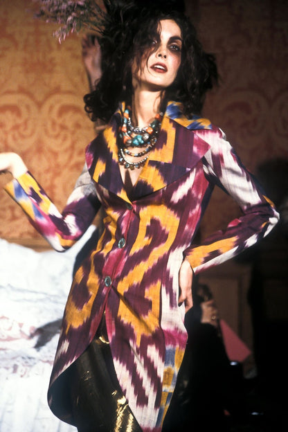 John Galliano Spring 1998 Gradient Jacquard Tulip-Hem Blazer