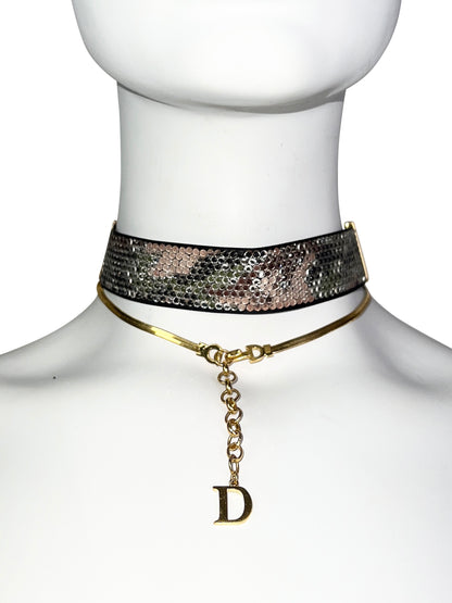 Dior by John Galliano Spring 2001 Crystal Camo Wrap Around Choker