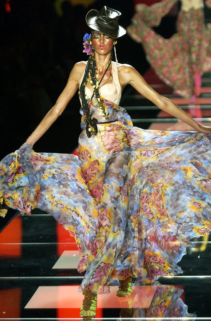 Dior by John Galliano Spring 2004 “Dior Kaos” Printed T-Shirt and Skirt Ensemble