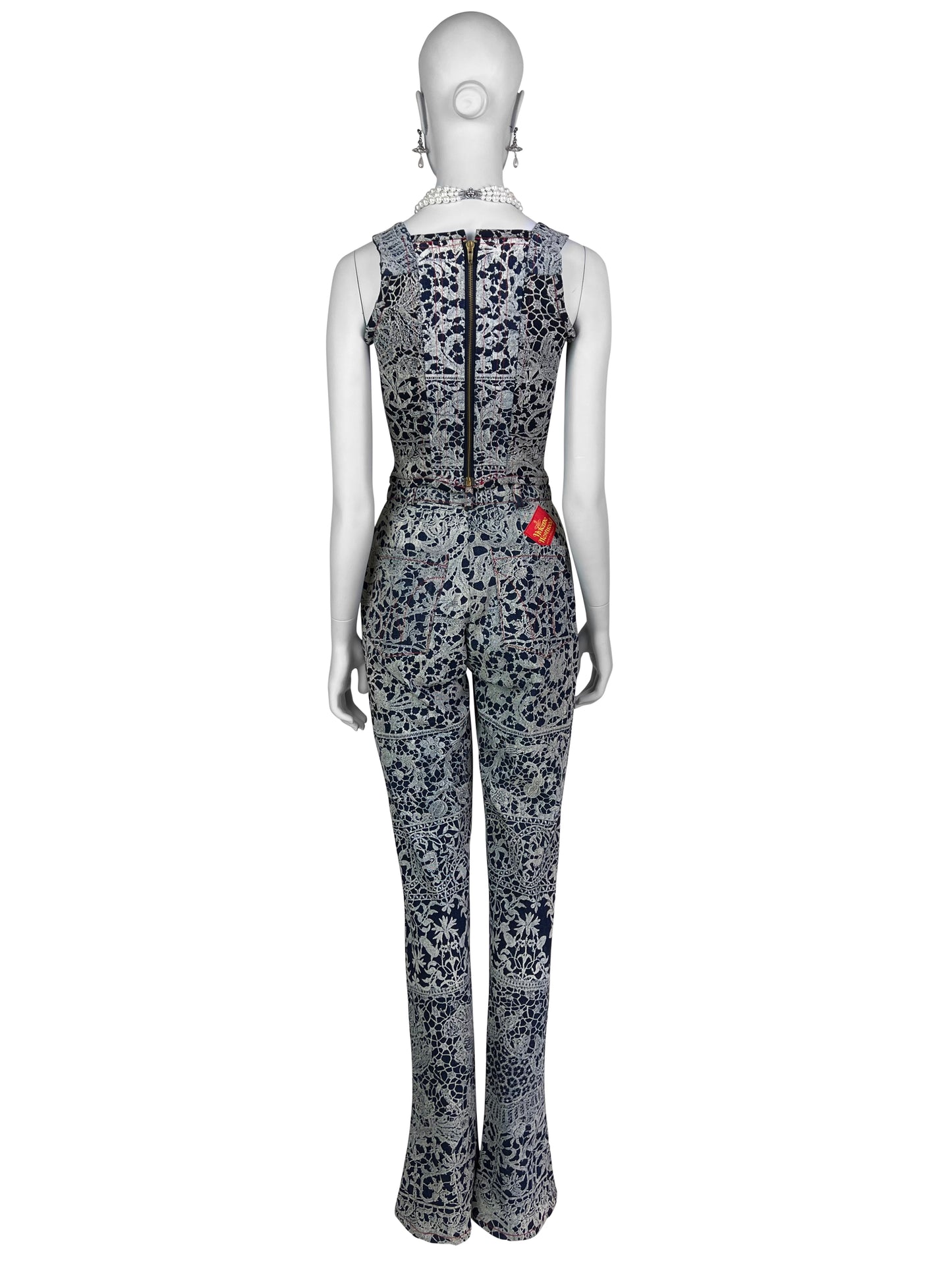 Vivienne Westwood Fall 1992 “Always on Camera” Printed Lace Screen Denim Set