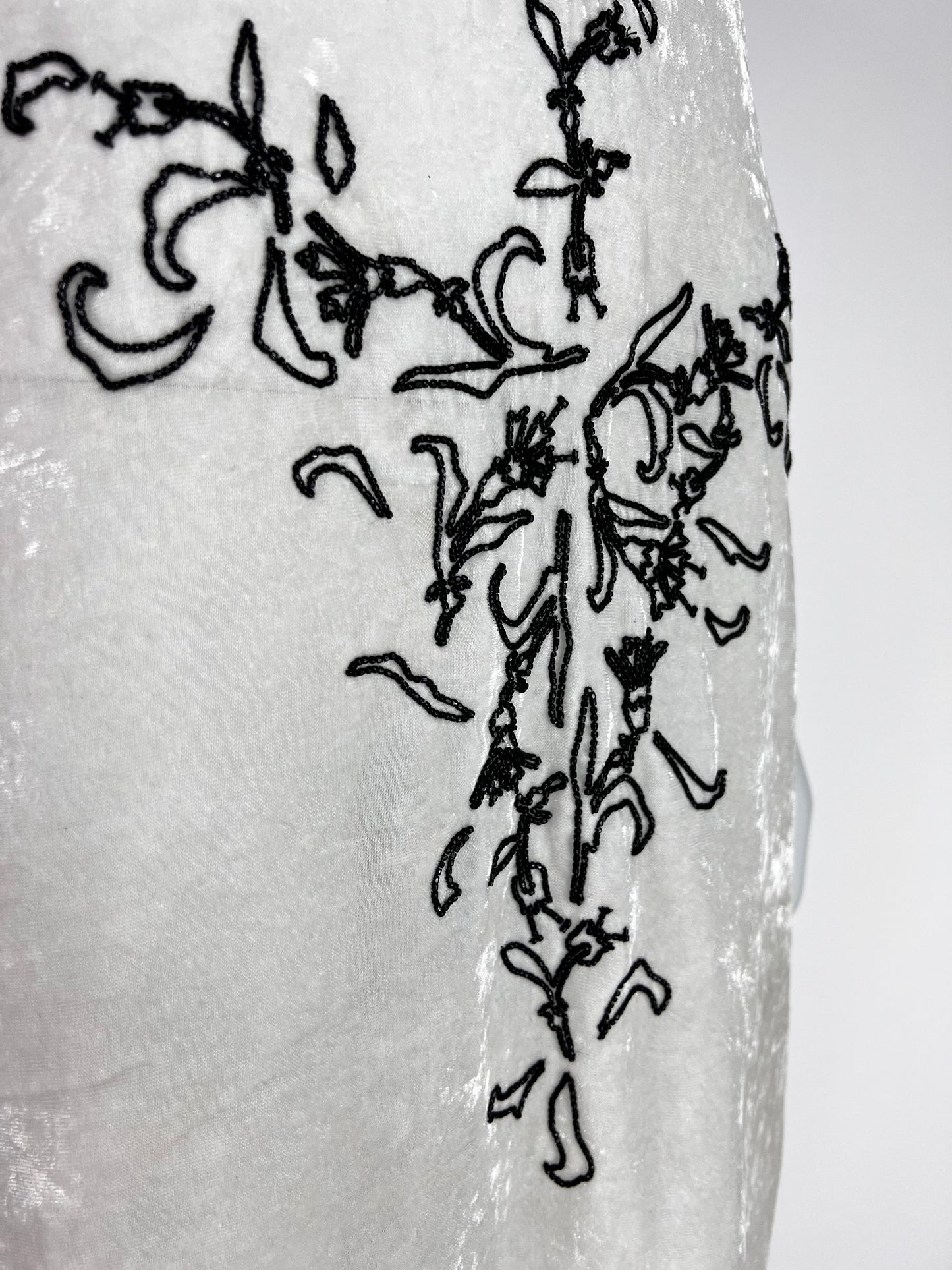 Prada Fall 1997 Beaded Off-white Velvet Dress