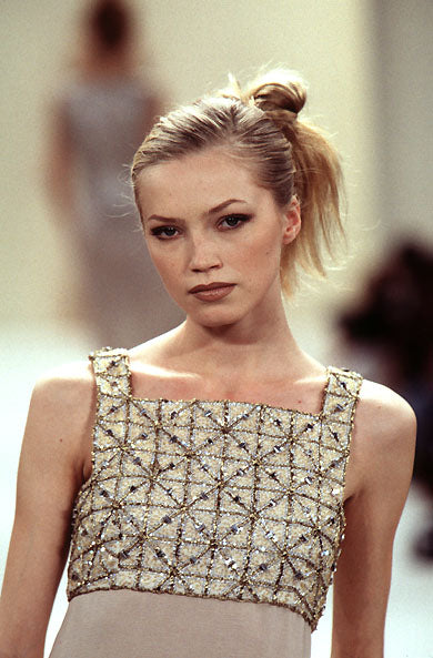 Oscar de la Renta Spring 1996 Runway Silk Chiffon Embellished Column Gown