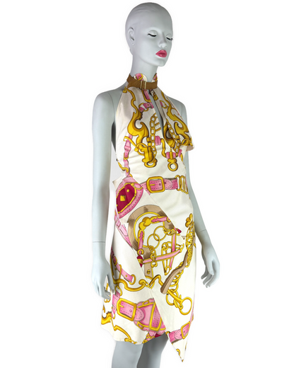 Dior by John Galliano Spring 2000 Runway Silk Equestrian Scarf Dress