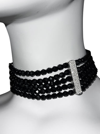 Dior by John Galliano c. 1999 Multistrand Black Choker with Pavé Hardware