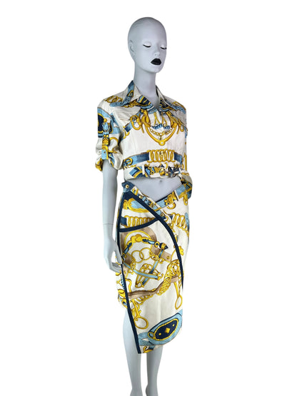 Dior by John Galliano Spring 2000 Equestrian Print Silk Ensemble