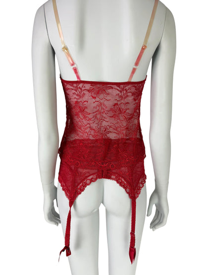 Dior by John Galliano 2003 Red Lace Top & Garter Belt