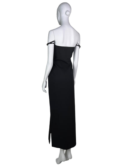 Gucci Fall 1997 G-logo Strap Evening Black Dress