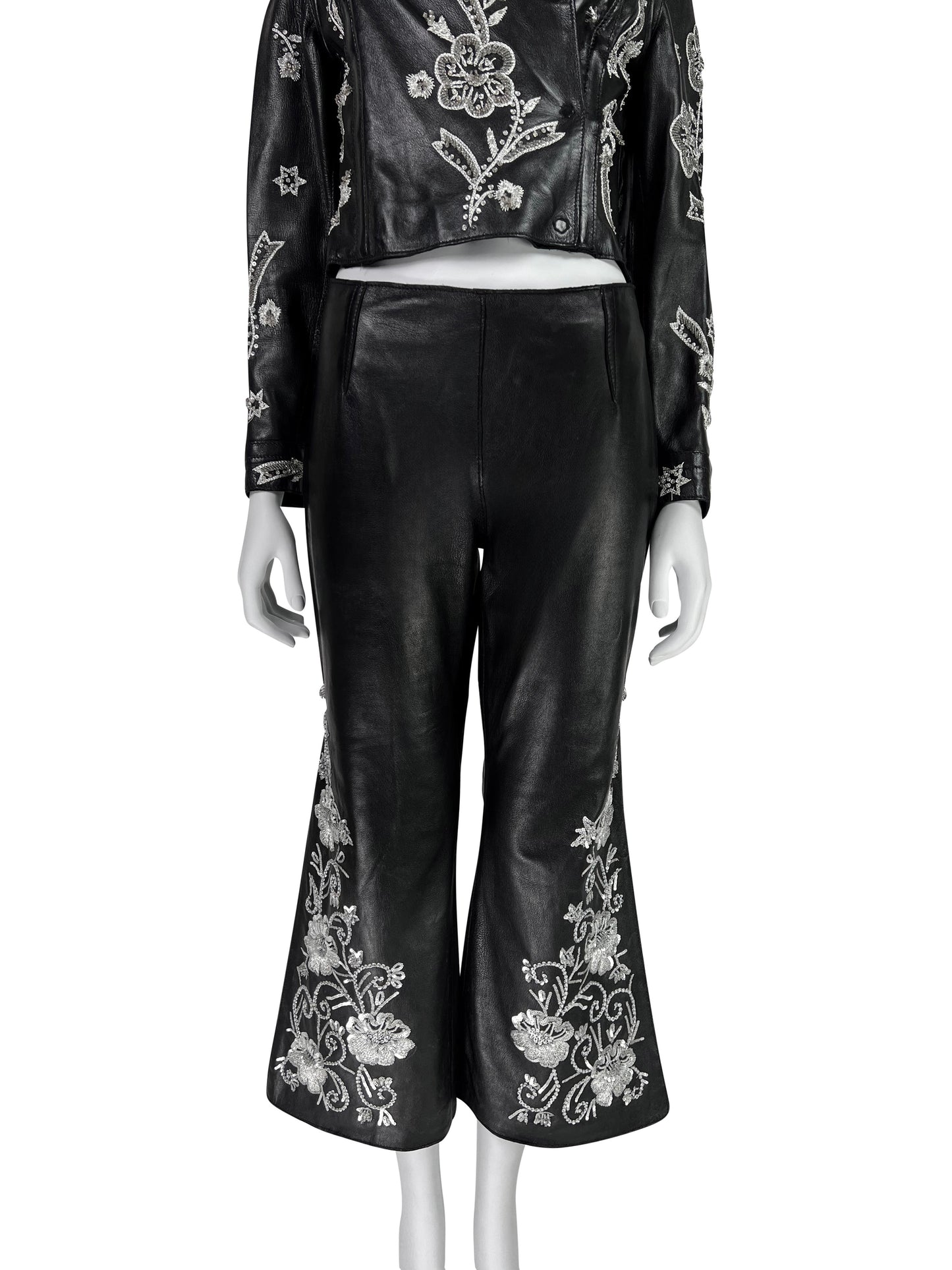 Dolce & Gabbana Spring 2000 Embroidered Leather Capri Pants