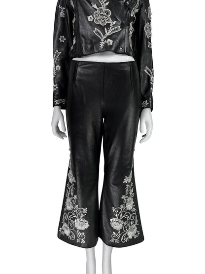 Dolce & Gabbana Spring 2000 Embroidered Leather Capri Pants