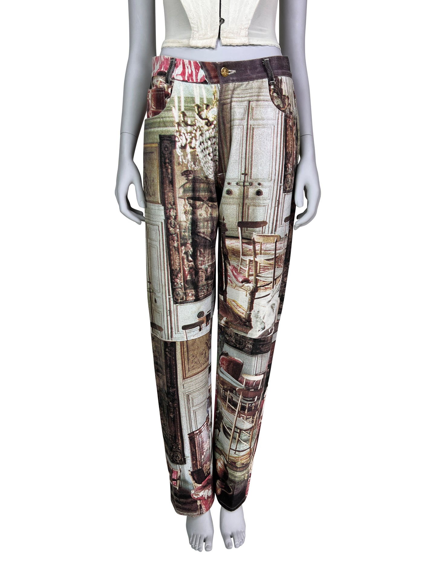 Vivienne Westwood Spring 1992 “Salon” Print Straight Jeans